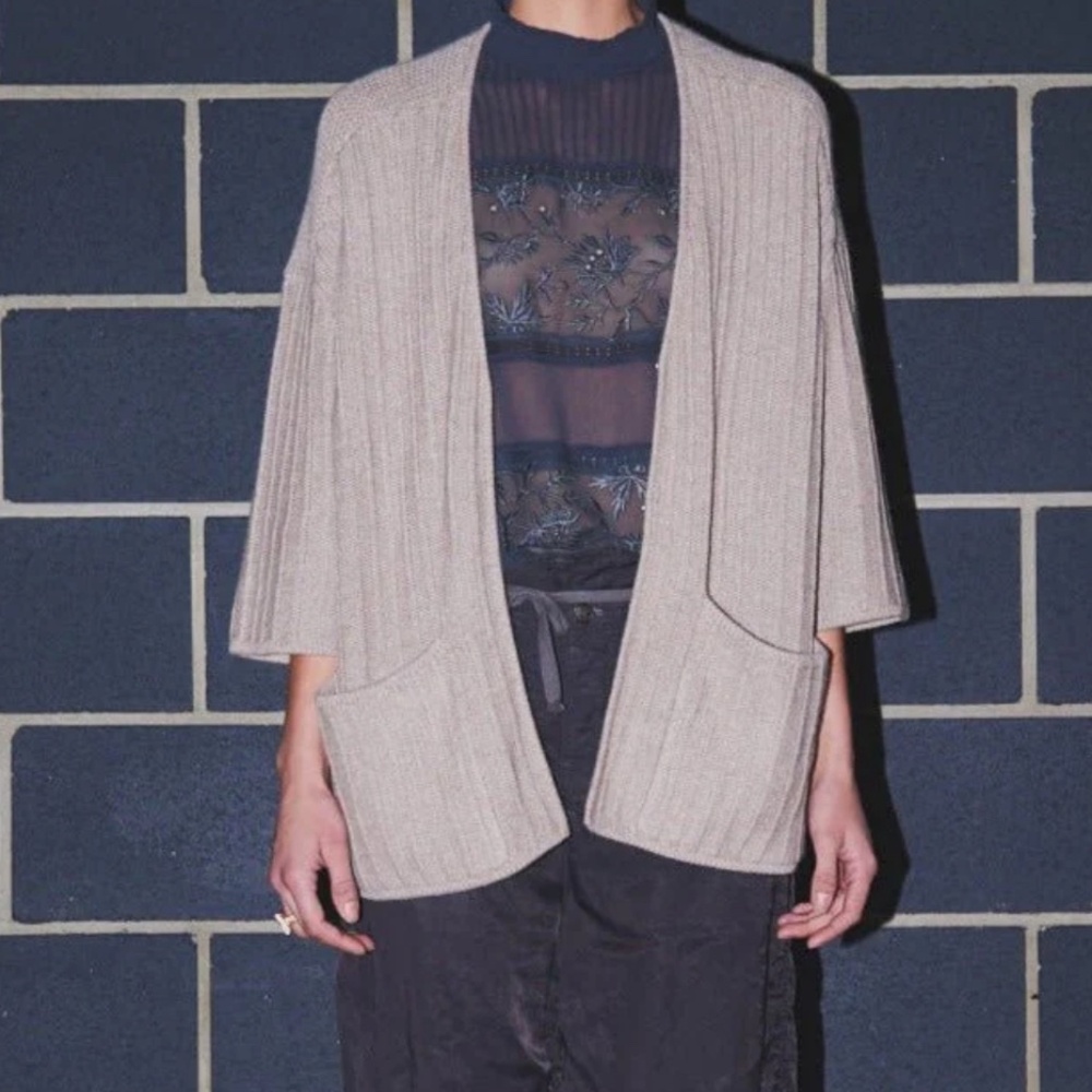 Burning Torch Chappelle Kimono Cardigan Mauve cashmere (size medium)